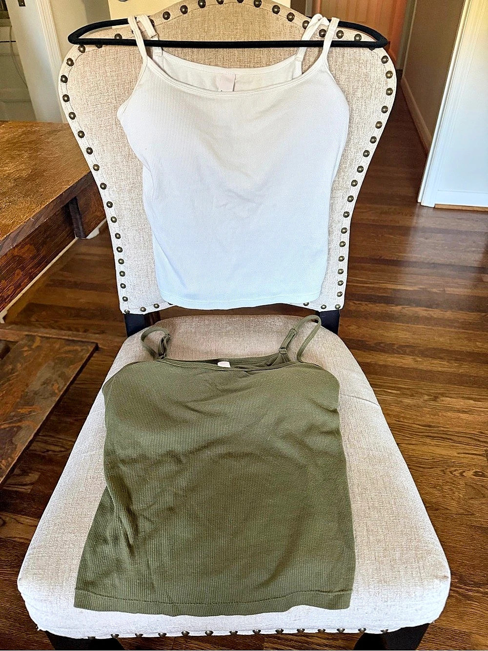 auden Ribbed Tank Tops Green & White Size Small Like New